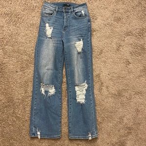 Fashion Nova Ripped Flare Denim Jeans